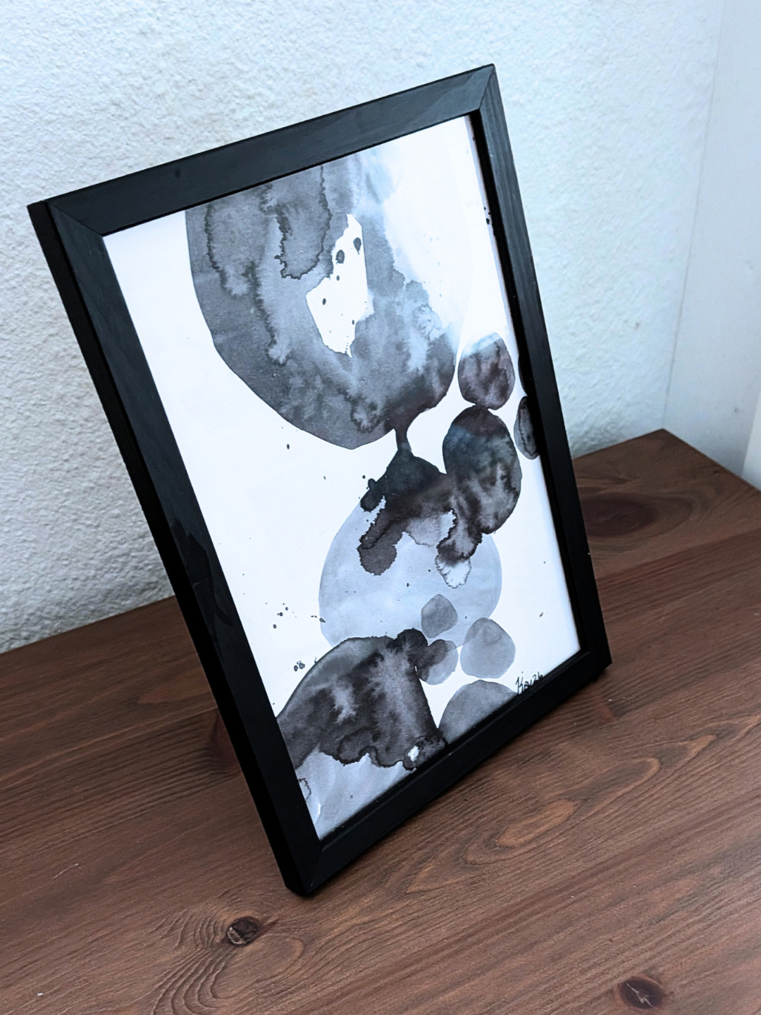 Håndlavet illustration: "Ssssh, 12.8x17.9cm, Blæk, Sort.