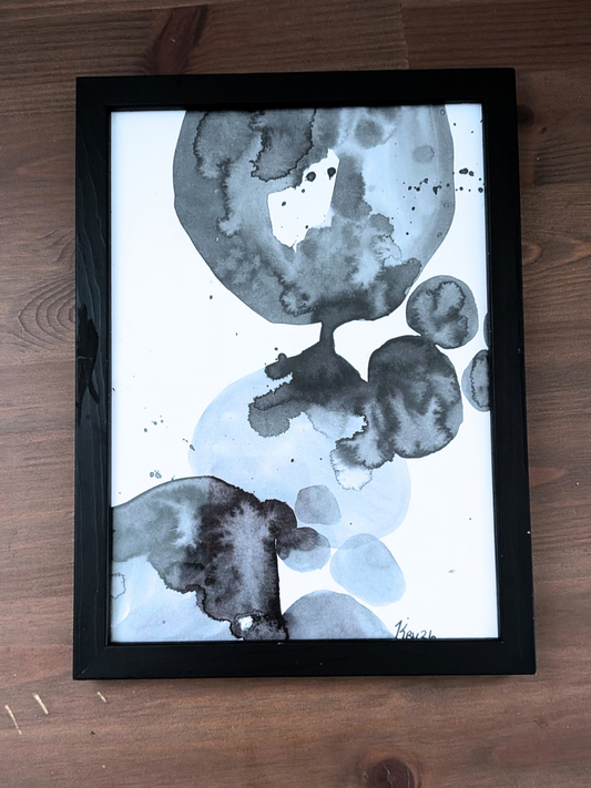 Håndlavet illustration: "Ssssh, 12.8x17.9cm, Blæk, Sort.