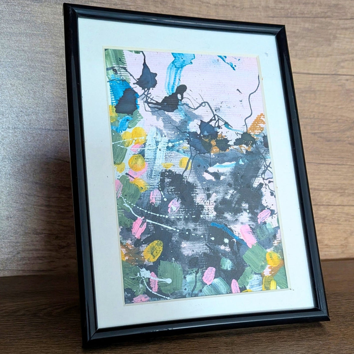 "Kirsebærblomster" - Maleri, 13x18cm, med ramme