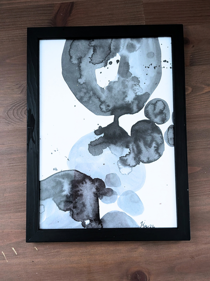 Håndlavet illustration: "Ssssh, 12.8x17.9cm, Blæk, Sort.