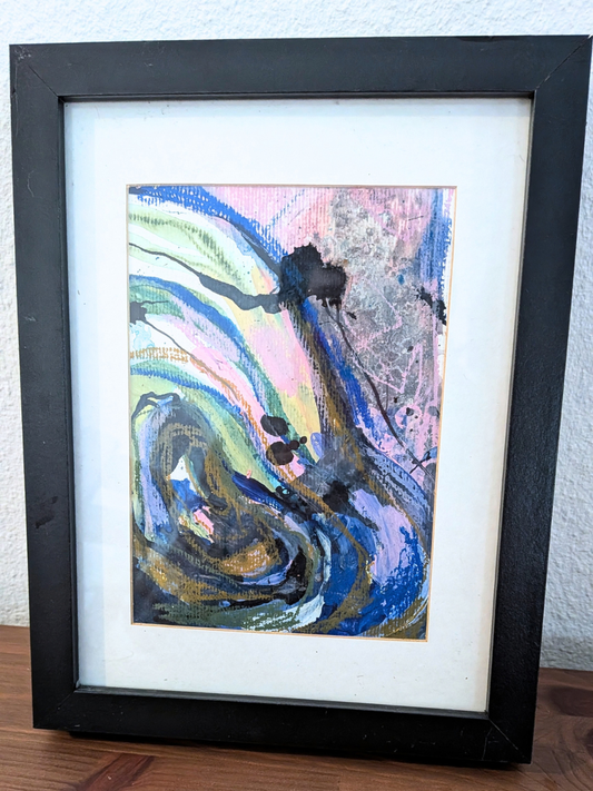 Håndlavet illustration: "Pastel drømme", Inklusiv ramme.
