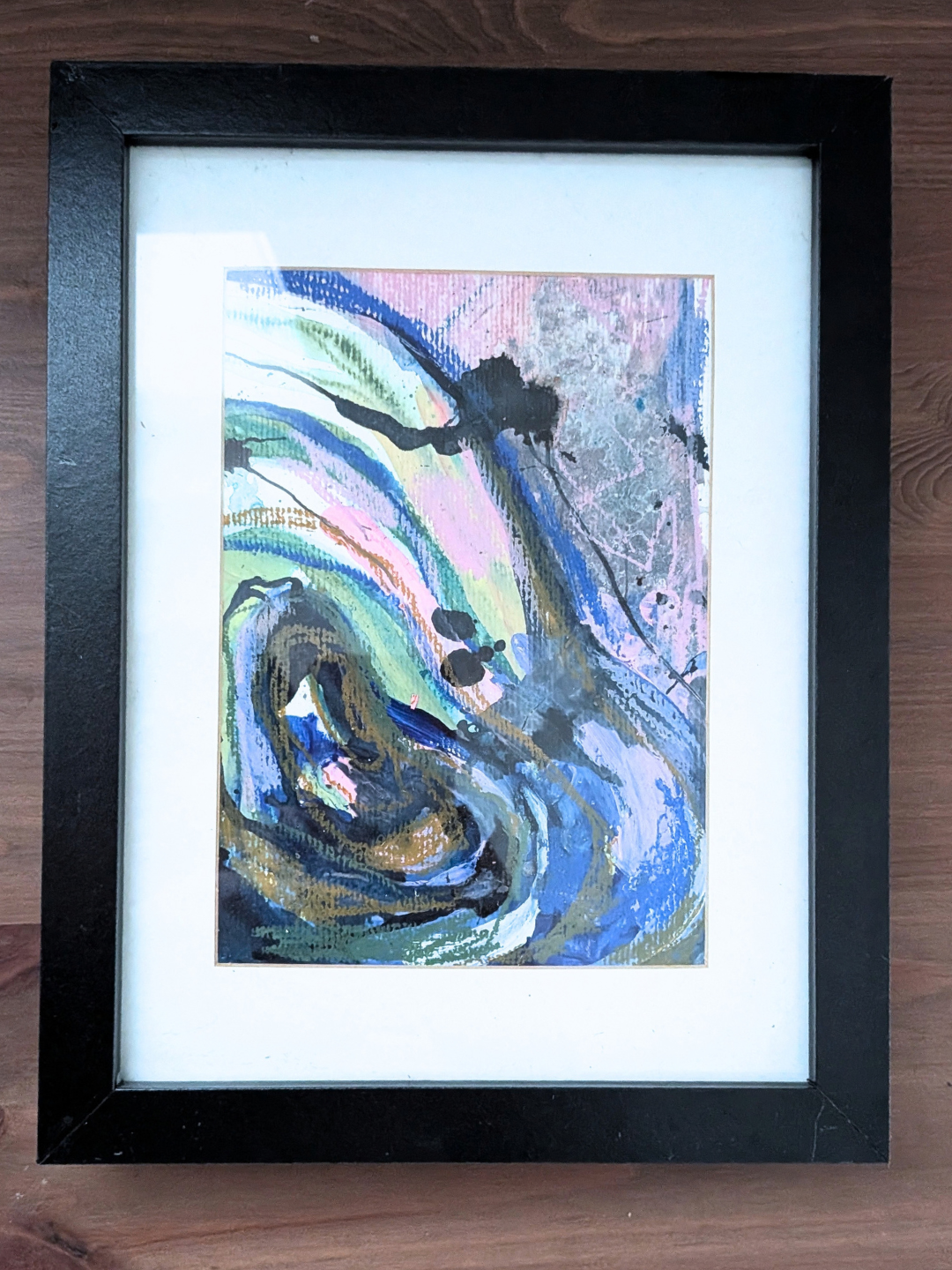 Håndlavet illustration: "Pastel drømme", Inklusiv ramme.