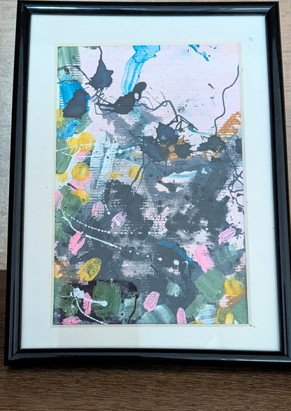 "Kirsebærblomster" - Maleri, 13x18cm, med ramme