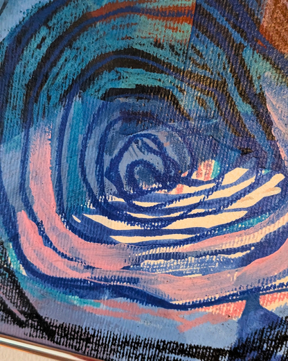 "Kolde minder" - Abstrakt maleri, 59,5x42,5cm, Inklusiv ramme