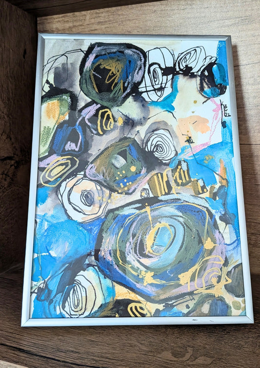 "Burst" - Maleri, A4, med ramme.