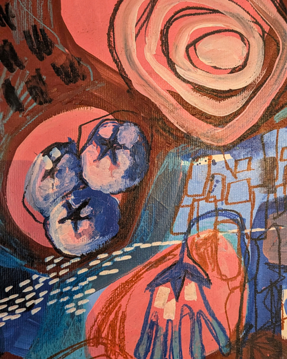 "Kolde minder" - Abstrakt maleri, 59,5x42,5cm, Inklusiv ramme