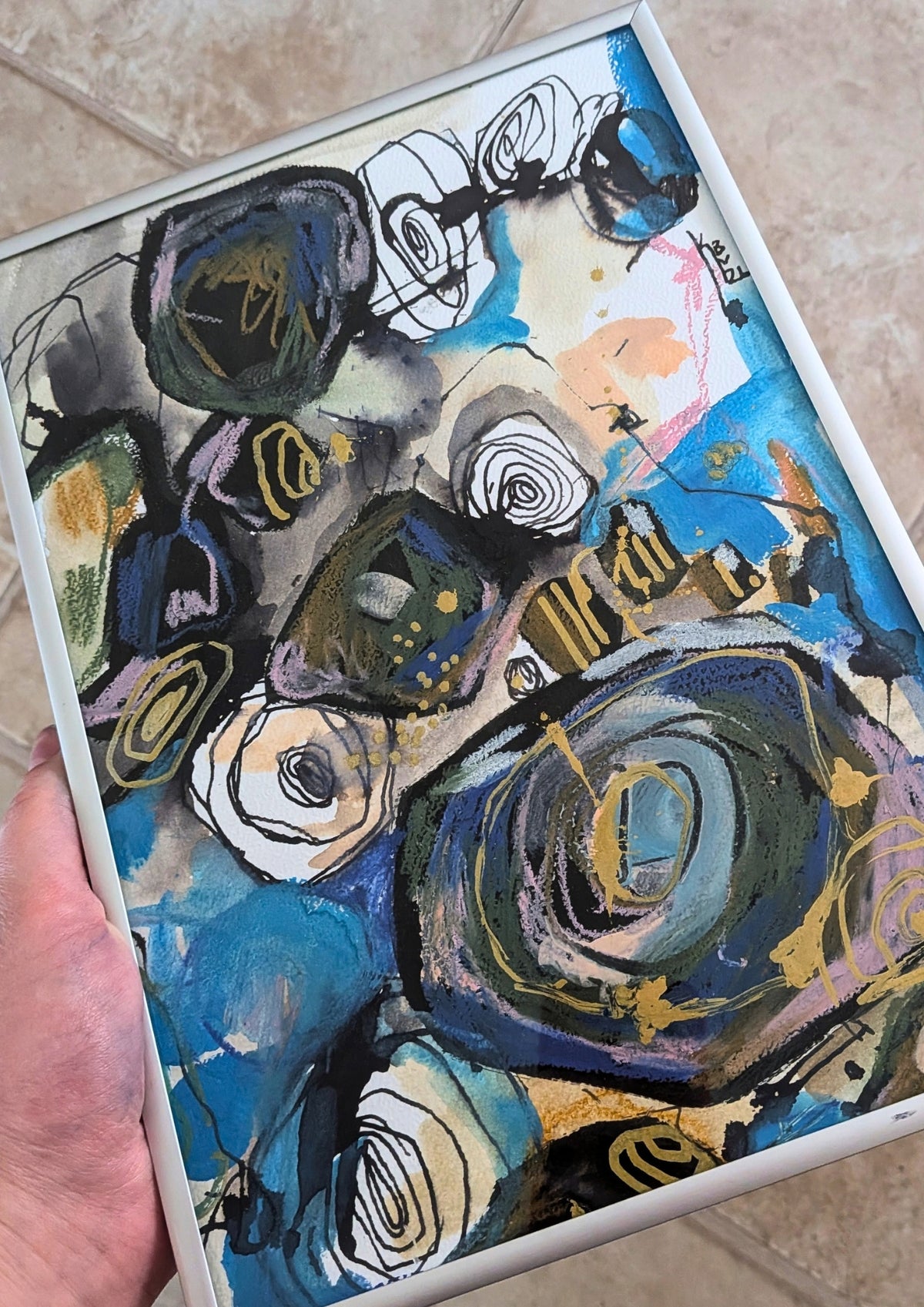 "Burst" - Maleri, A4, med ramme.
