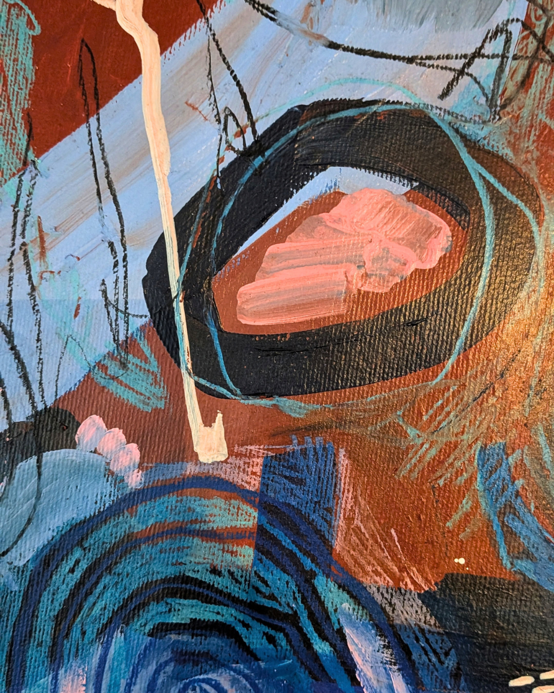 "Kolde minder" - Abstrakt maleri, 59,5x42,5cm, Inklusiv ramme